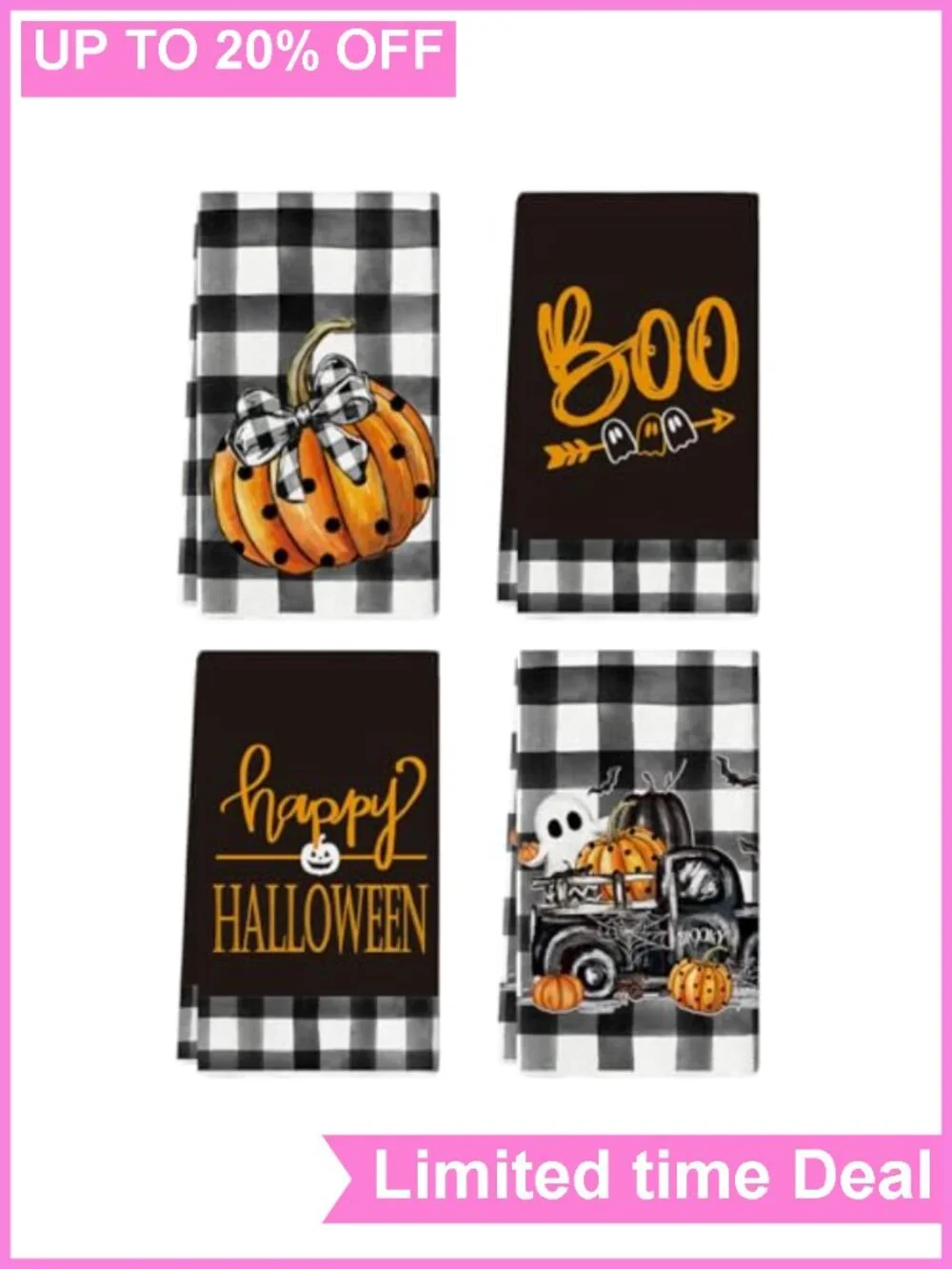 Halloween Kitchen Towels Set of 4 18x26 Inch Absorbent Polyester